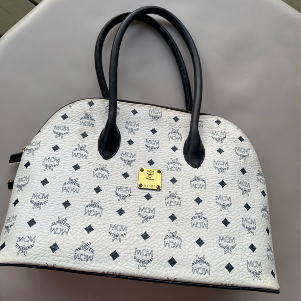 MCM white and blue shoulder bag
